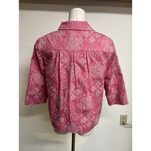 Silkland Petite Jacket Womens Sz PS Pink Covered Buttons Cropped Barbiecore Mod - Picture 3 of 10